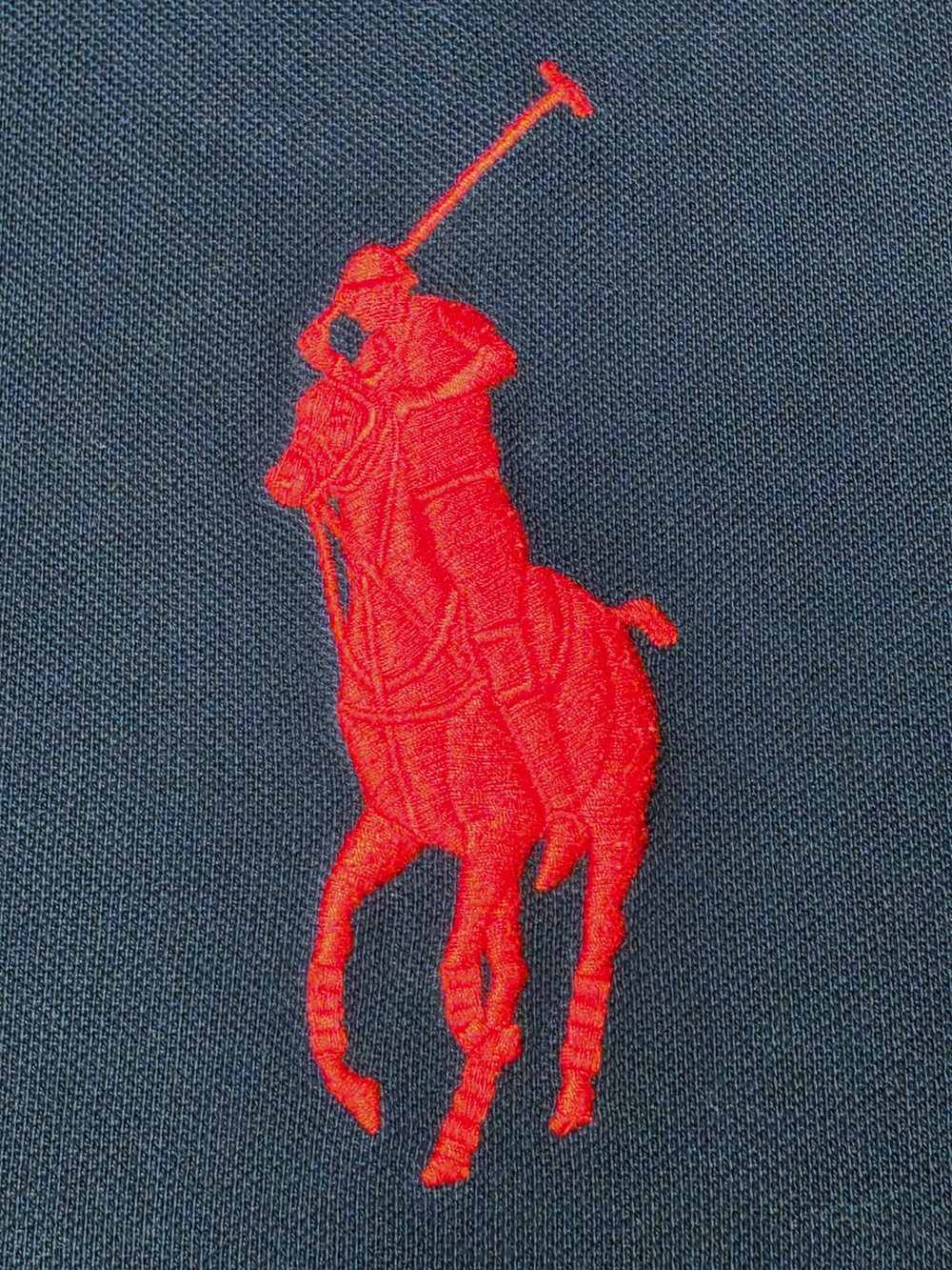 Polo Ralph Lauren Big Pony Polo Shirt 2XB Navy Red White Woven Collar Trim Logo - Picture 4 of 13